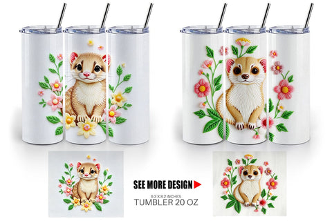 Tumbler Weasel Embroidery Sublimation artnoy 