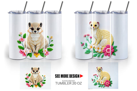 Tumbler Weasel Embroidery Sublimation artnoy 