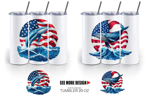 Tumbler Whale 4th of July Sublimation artnoy 