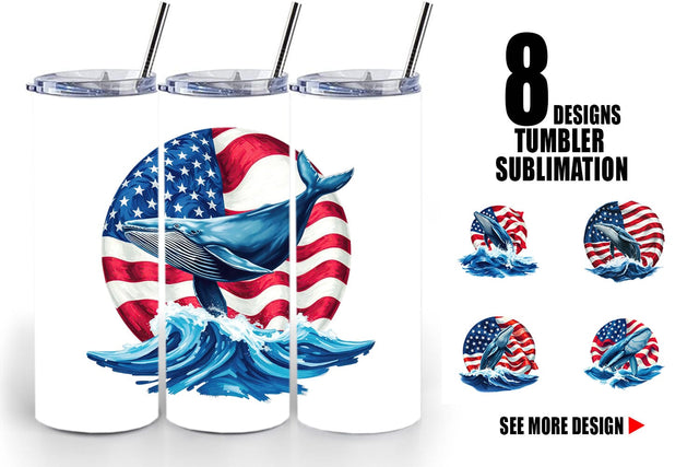 Tumbler Whale 4th of July Sublimation artnoy 