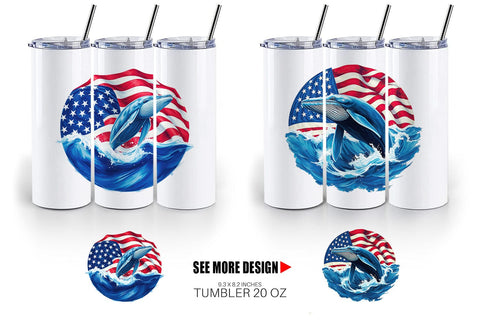 Tumbler Whale 4th of July Sublimation artnoy 