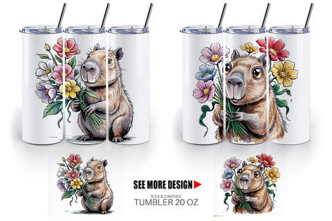 Tumbler Whimsical Animal Bouquet Sublimation artnoy 