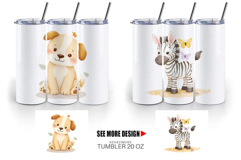 Tumbler Whimsical Animal Parade Sublimation artnoy 