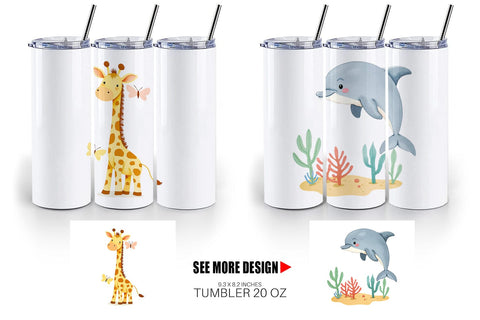 Tumbler Whimsical Animal Parade Sublimation artnoy 