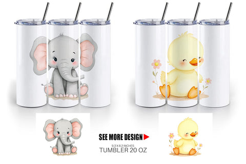 Tumbler Whimsical Animal Parade Sublimation artnoy 