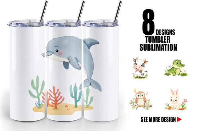Tumbler Whimsical Animal Parade Sublimation artnoy 