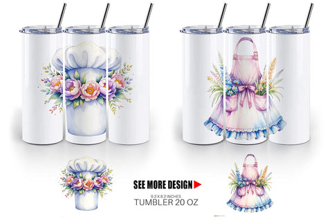 Tumbler Whimsical Apron & Chef Hat Sublimation artnoy 