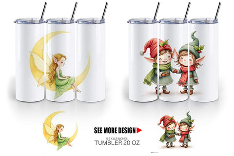 Tumbler Whimsical Christmas Elves Sublimation artnoy 