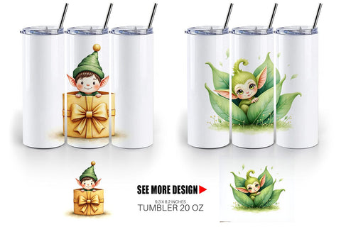 Tumbler Whimsical Christmas Elves Sublimation artnoy 