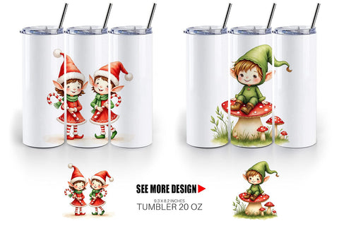 Tumbler Whimsical Christmas Elves Sublimation artnoy 