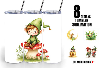 Tumbler Whimsical Christmas Elves Sublimation artnoy 