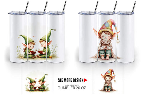 Tumbler Whimsical Christmas Elves Sublimation artnoy 