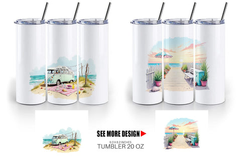 Tumbler Whimsical Coastal Escape Sublimation artnoy 