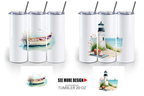 Tumbler Whimsical Coastal Escape Sublimation artnoy 