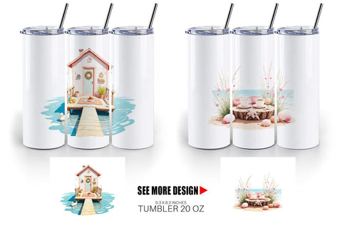 Tumbler Whimsical Coastal Escape Sublimation artnoy 