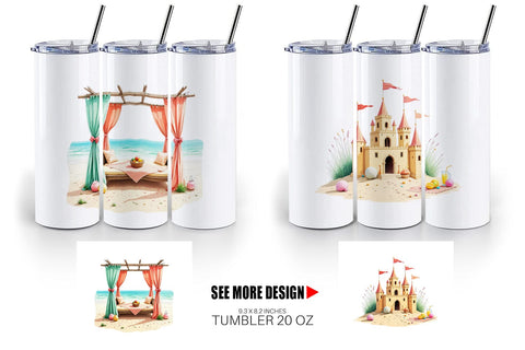 Tumbler Whimsical Coastal Escape Sublimation artnoy 