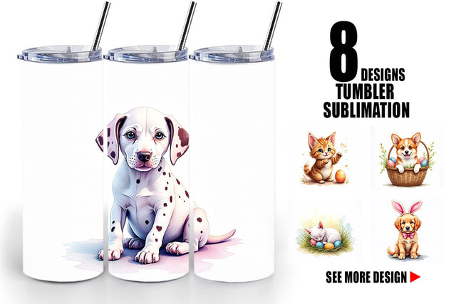 Tumbler Whimsical Easter Pets Sublimation artnoy 