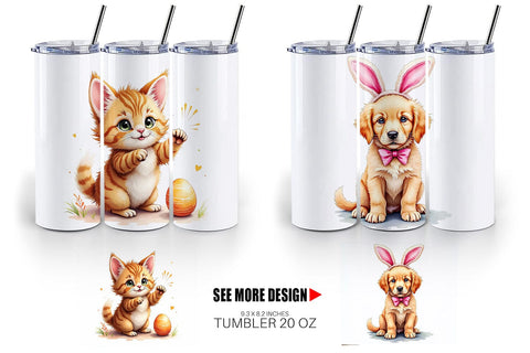 Tumbler Whimsical Easter Pets Sublimation artnoy 