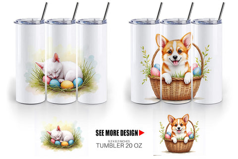 Tumbler Whimsical Easter Pets Sublimation artnoy 