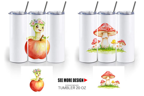 Tumbler Whimsical Garden Creatures Sublimation artnoy 