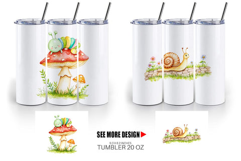 Tumbler Whimsical Garden Creatures Sublimation artnoy 