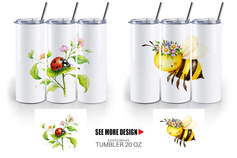Tumbler Whimsical Garden Creatures Sublimation artnoy 