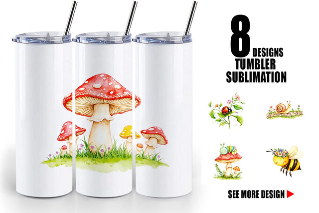 Tumbler Whimsical Garden Creatures Sublimation artnoy 