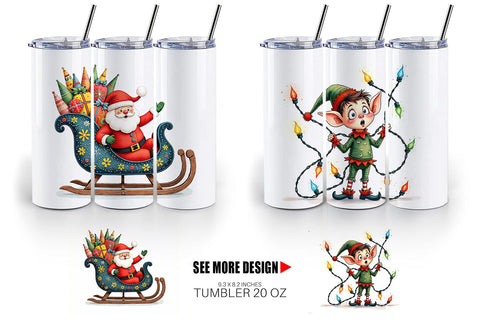 Tumbler Whimsical Santa Workshop Sublimation artnoy 