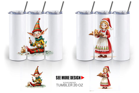 Tumbler Whimsical Santa Workshop Sublimation artnoy 