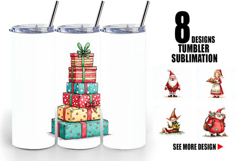 Tumbler Whimsical Santa Workshop Sublimation artnoy 