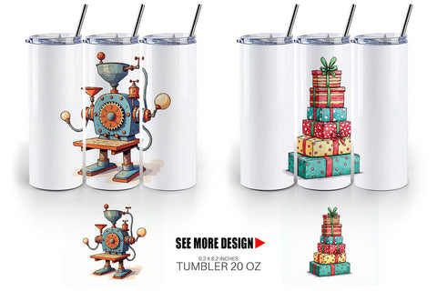 Tumbler Whimsical Santa Workshop Sublimation artnoy 