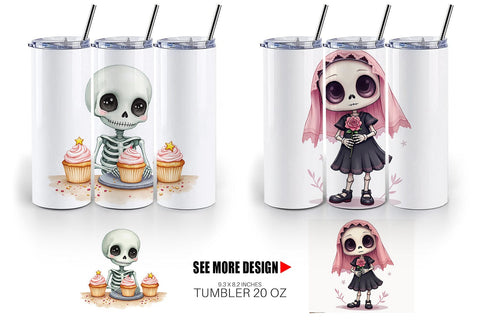 Tumbler Whimsical Skeletons Sublimation artnoy 