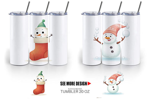 Tumbler Whimsical Snowman Christmas Sublimation artnoy 
