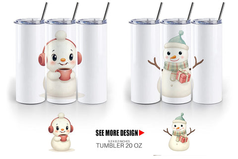 Tumbler Whimsical Snowman Christmas Sublimation artnoy 