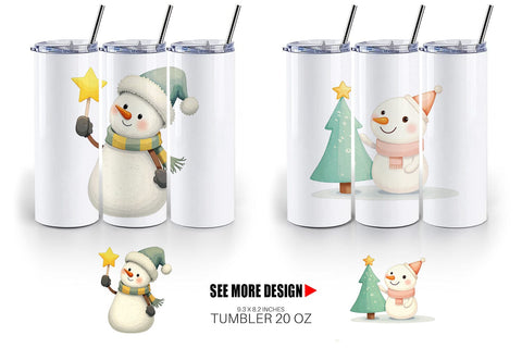 Tumbler Whimsical Snowman Christmas Sublimation artnoy 