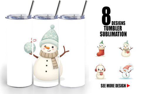 Tumbler Whimsical Snowman Christmas Sublimation artnoy 