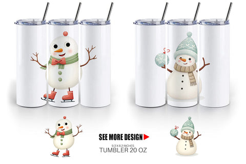 Tumbler Whimsical Snowman Christmas Sublimation artnoy 