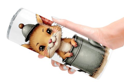 Tumbler Whimsical Spring Critters Sketch & Watercolor Sublimation artnoy 