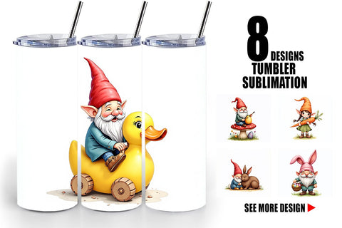 Tumbler Whimsical Spring Garden Gnomes Easter Sublimation artnoy 
