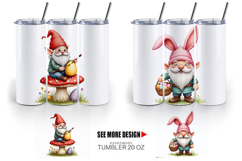 Tumbler Whimsical Spring Garden Gnomes Easter Sublimation artnoy 