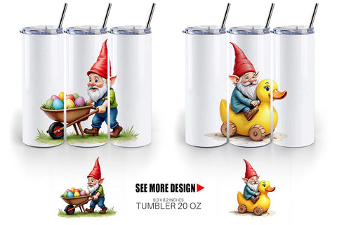 Tumbler Whimsical Spring Garden Gnomes Easter Sublimation artnoy 