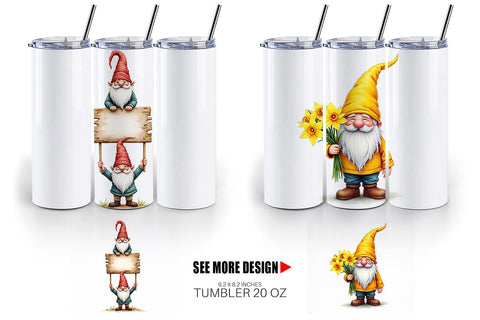 Tumbler Whimsical Spring Garden Gnomes Easter Sublimation artnoy 