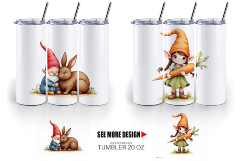Tumbler Whimsical Spring Garden Gnomes Easter Sublimation artnoy 