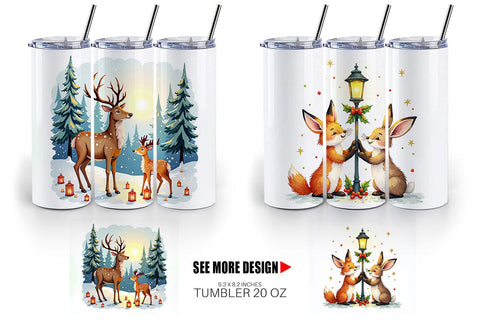 Tumbler Whimsical Watercolor Christmas Sublimation artnoy 