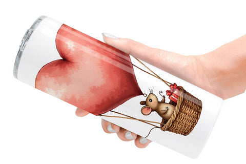 Tumbler Whimsical Woodland Valentine Watercolor Storybook Sublimation artnoy 