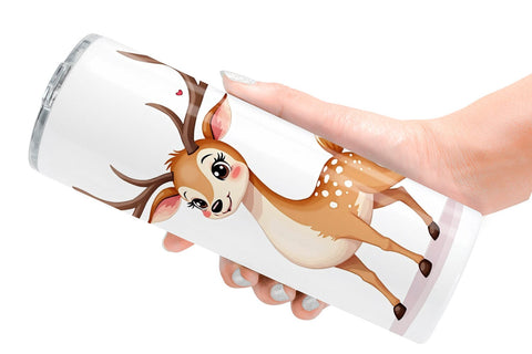 Tumbler Whimsical Woodland Valentine Watercolor Sublimation artnoy 