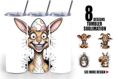 Tumbler Wild Easter Animal Sketch Sublimation artnoy 