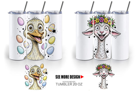 Tumbler Wild Easter Animal Sketch Sublimation artnoy 