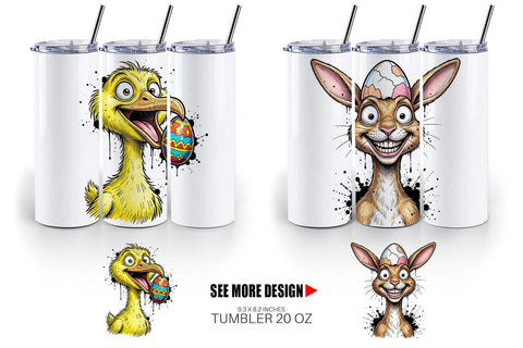 Tumbler Wild Easter Animal Sketch Sublimation artnoy 