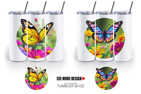 Tumbler Wildflower Butterfly Sublimation artnoy 